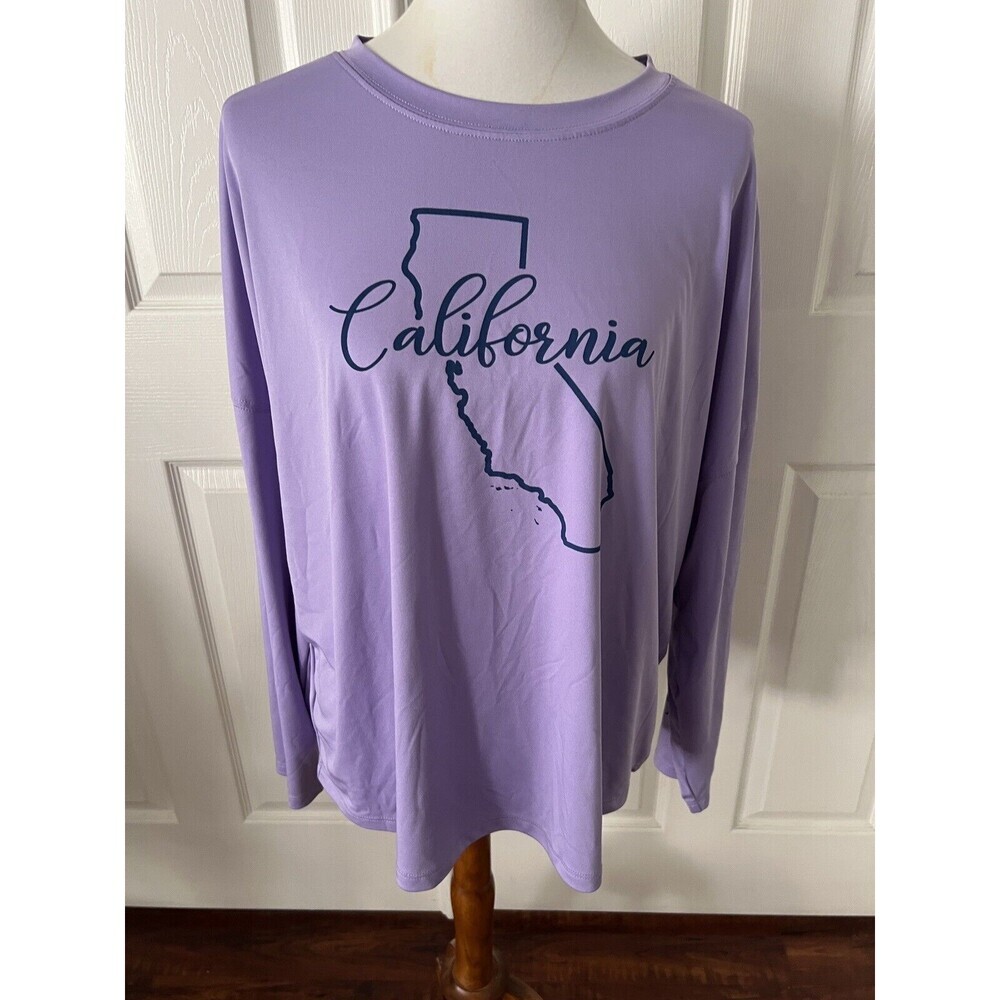 State of Mine California Womens Shirt‎ Plus Size 2XL Travel USA Long Sleeve Map